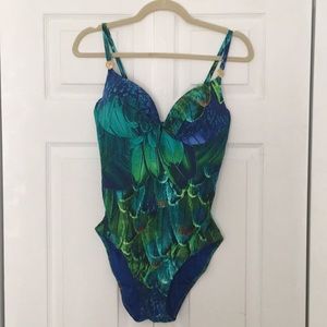 Natori Peacock One Piece Swimsuit